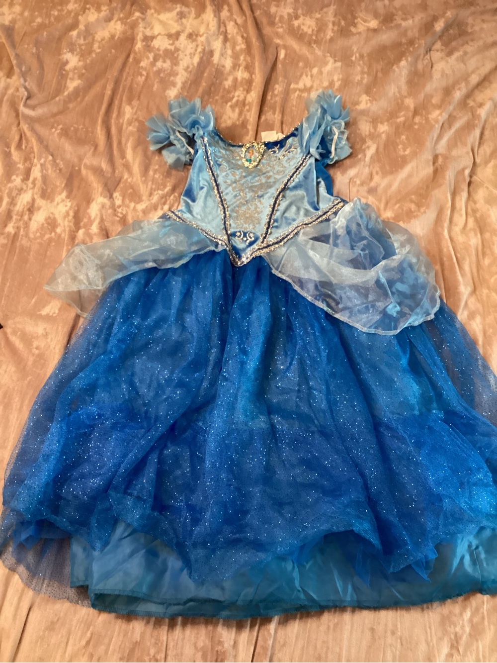 Disney Princess Cinderella Blue Sparkle Kids Costume Dress sz 4-6